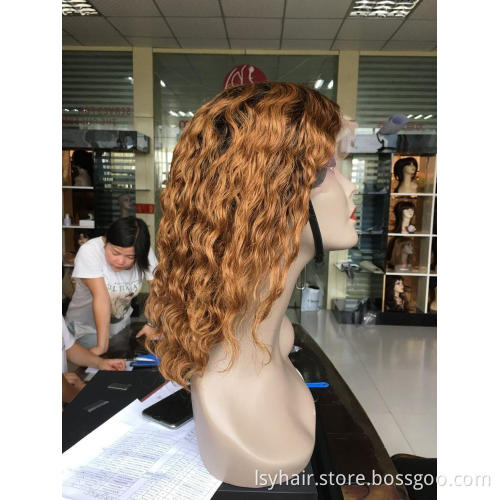 Lsy Ombre Color 1B30 1B99J Short Curly Wig Water Wave 150 Density Human Hair Lace Front Wigs Curly Hair Bob Wigs